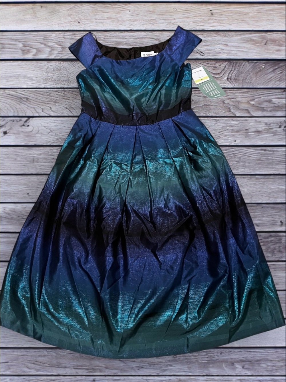 NEW j. Taylor Women’s Shimmery Blue-Green Party Dress - 4
